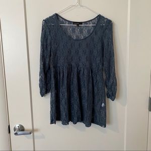 Sheer Lace 3/4 Sleeve Blouse